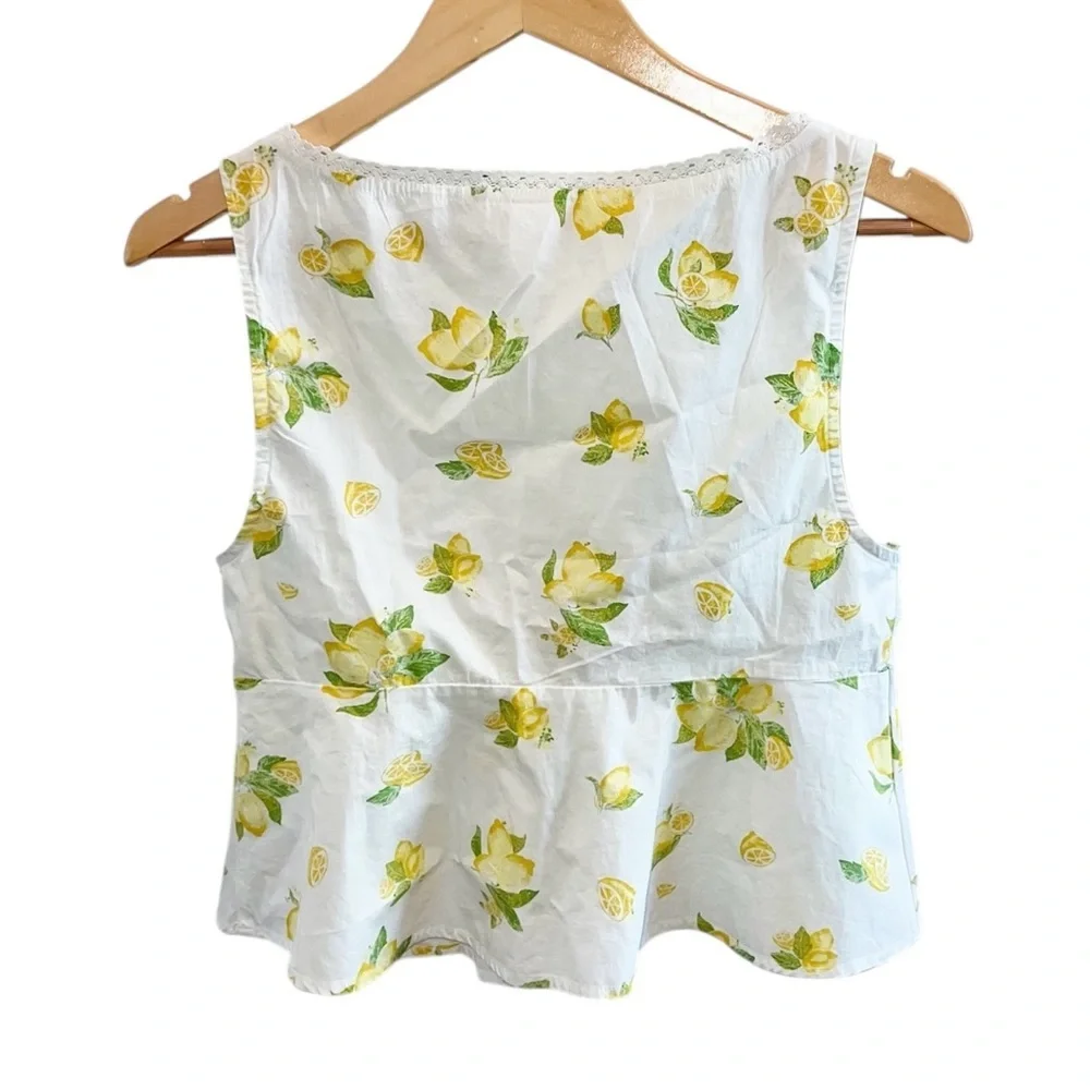 NEW Abound Lemon Print Tie Front Tank Top White & Yellow - Picture 4 of 4